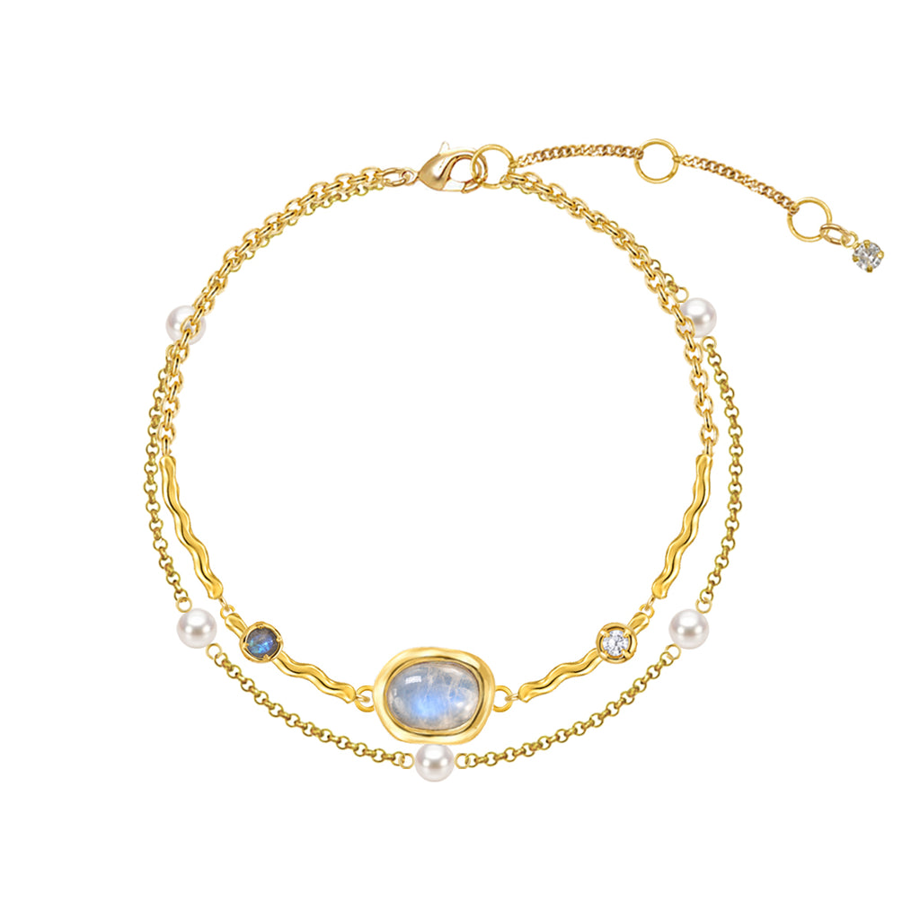 Vesper Gate-Moonstone Pearl Bracelet | Meaningful Gemstone Jewelry | Holymoonly