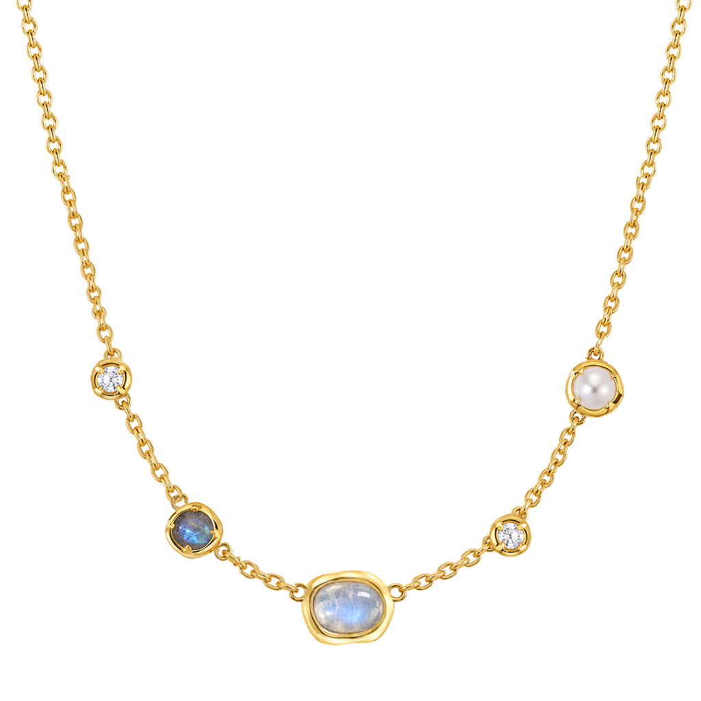 Vesper Gate-Moonstone Pearl Necklace | Meaningful Gemstone Jewelry | Holymoonly