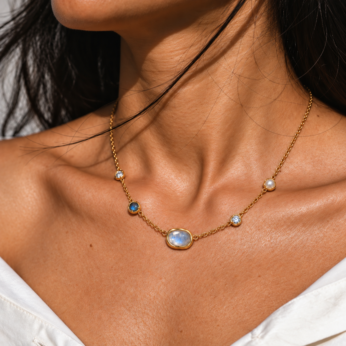 Vesper Gate-Moonstone Pearl Necklace | Meaningful Gemstone Jewelry | Holymoonly