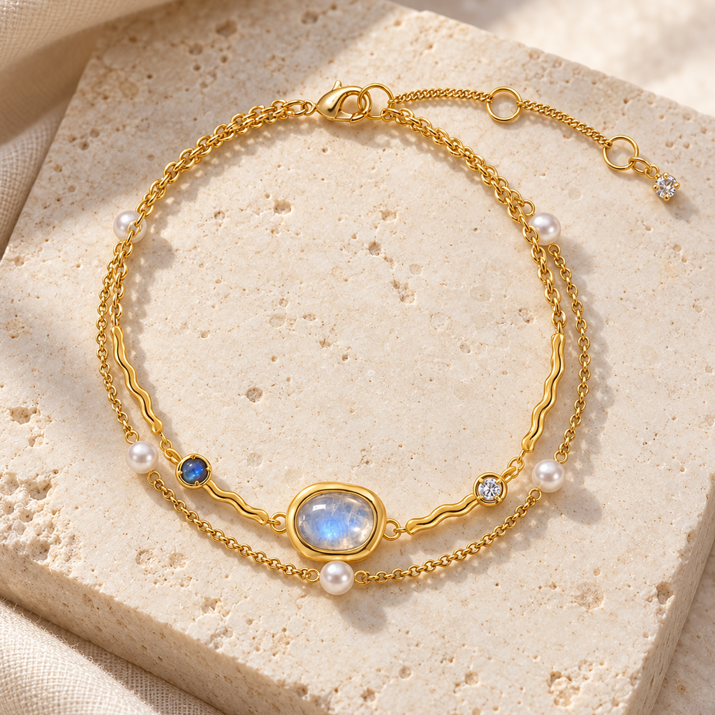 Vesper Gate-Moonstone Pearl Bracelet | Meaningful Gemstone Jewelry | Holymoonly